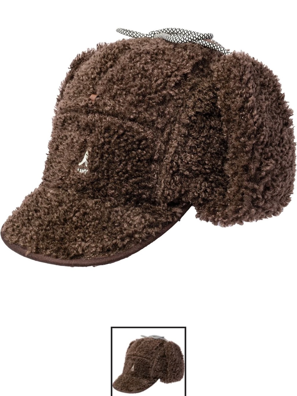 Kangol Brown Faux Shearling Utility Flap Cap